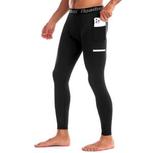 imageRoadbox 12 Pack Compression Pants for Men Running Tights Athletic Football Leggings Cycling Base Layer with Pockets1 Packblack