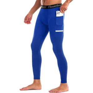 imageRoadbox 12 Pack Compression Pants for Men Running Tights Athletic Football Leggings Cycling Base Layer with Pockets1 Packocean Blue