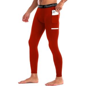 imageRoadbox 12 Pack Compression Pants for Men Running Tights Athletic Football Leggings Cycling Base Layer with Pockets1 Packtomato Red