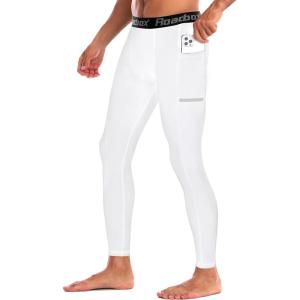 imageRoadbox 12 Pack Compression Pants for Men Running Tights Athletic Football Leggings Cycling Base Layer with Pockets1 Packwhite
