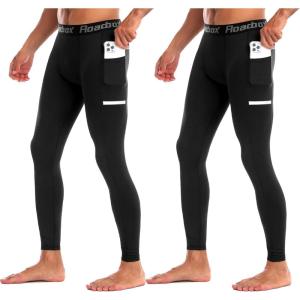 imageRoadbox 12 Pack Compression Pants for Men Running Tights Athletic Football Leggings Cycling Base Layer with Pockets2 Packblackblack