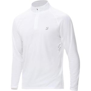 imageRoadbox Mens Long Sleeve Running Shirts  UPF 50 Lightweight Performance Zip Pullover Running Athletic Workout Hiking Rash Guard White