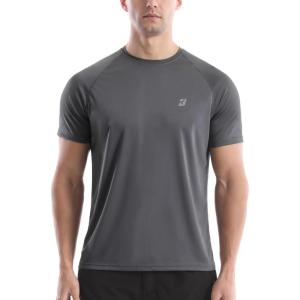 imageRoadbox Mens Rash Guard Short Sleeve UPF 50 UV Sun Protection Swim Shirts Quick Dry Lightweight Water Surf Beach TShirtDark Gray
