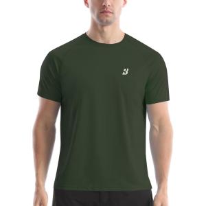 imageRoadbox Mens Rash Guard Short Sleeve UPF 50 UV Sun Protection Swim Shirts Quick Dry Lightweight Water Surf Beach TShirtDark Green