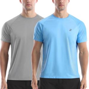 imageRoadbox Mens Rash Guard Short Sleeve UPF 50 UV Sun Protection Swim Shirts Quick Dry Lightweight Water Surf Beach TShirtGrayblue