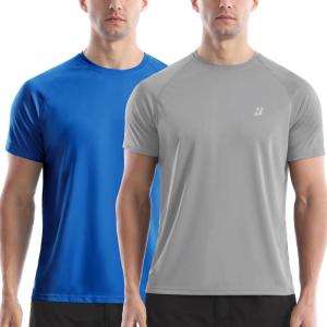 imageRoadbox Mens Rash Guard Short Sleeve UPF 50 UV Sun Protection Swim Shirts Quick Dry Lightweight Water Surf Beach TShirtLake Bluegray
