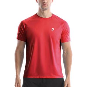 imageRoadbox Mens Rash Guard Short Sleeve UPF 50 UV Sun Protection Swim Shirts Quick Dry Lightweight Water Surf Beach TShirtRed
