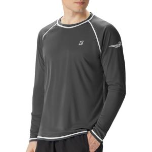 imageRoadbox Mens Sun Protection Swim Shirt Long Sleeve UPF 50 Rash Guard QuickDry Fishing Shirts for Beach Surfing HikingDark Gray