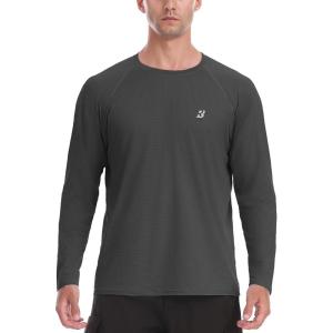 imageRoadbox Mens UPF 50 Rash Guard Long Sleeve Cool Dry UV Sun Protection Water TShirts Lightweight Fishing Hiking ShirtsDark Grey