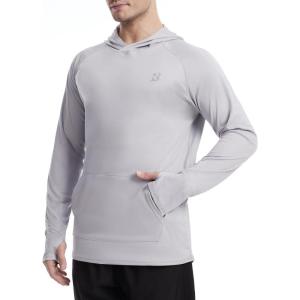 imageRoadbox Mens UPF 50 Sun Hoodie Shirts UV Protection Fishing Shirt with Pocket Swim Hiking Rash Guard Long Sleeve HoodiesGray