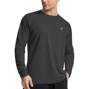 imageRoadbox Mens UPF 50 Swim Rash Guard Long Sleeve UV Sun Protection SPF Water Shirts Quick Dry for Outdoor Fishing Hiking02dark Gray