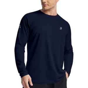 imageRoadbox Mens UPF 50 Swim Rash Guard Long Sleeve UV Sun Protection SPF Water Shirts Quick Dry for Outdoor Fishing Hiking02navy Blue