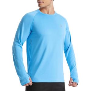imageRoadbox Mens UPF 50 Swim Rash Guard Long Sleeve UV Sun Protection SPF Water Shirts Quick Dry for Outdoor Fishing HikingBlue