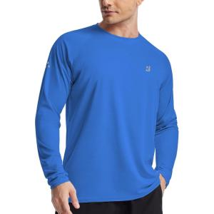 imageRoadbox Mens UPF 50 Swim Rash Guard Long Sleeve UV Sun Protection SPF Water Shirts Quick Dry for Outdoor Fishing HikingLake Orchid