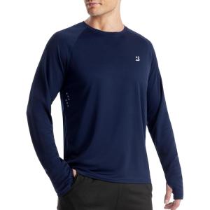 imageRoadbox Mens UPF 50 Swim Rash Guard Long Sleeve UV Sun Protection SPF Water Shirts Quick Dry for Outdoor Fishing HikingNavy