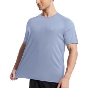 imageRoadbox Mens UPF 50 Swim Rash Guard Short Sleeve UV Sun Protection Workout Athletic Shirts Quick Dry Gym Running Tee TopsBlue Gray