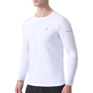 imageRoadbox Mens UPF 50 Swim Shirt Long Sleeve Sun Protection Rash Guard Slim Fit Fishing Shirts for Beach Surfing HikingWhite