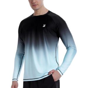 imageRoadbox Mens UPF 50 Swim Shirts Long Sleeve UV Sun Protection Rash Guard Quick Dry SPF TShirt for Beach Surfing FishingBlack Gradient