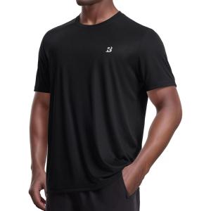 imageRoadbox Mens UPF 50 UV Sun Protection SPF Swim Rash Guard Short Sleeve Workout Athletic Shirts Quick Dry Moisture Wicking Gym Running Tee Tops for Water Sports Fishing Hiking Dark Black
