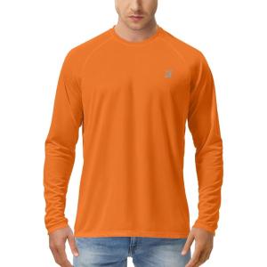 imageRoadbox Mens UV Sun Protection Shirts UPF 50 Outdoor Long Sleeve SPF Swimming Rash Guard Hiking Running Fishing ShirtsOrange