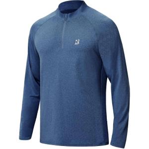 imageRoadbox Quarter Zip Pullover Men Sun Shirts Running Workout Long Sleeve UV Shirt UPF 50 Quick Dry Athletic Rash GuardNavy Blue