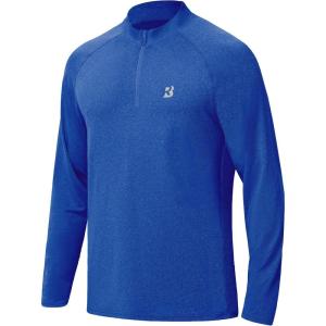imageRoadbox Quarter Zip Pullover Men Sun Shirts Running Workout Long Sleeve UV Shirt UPF 50 Quick Dry Athletic Rash GuardRoyal Blue