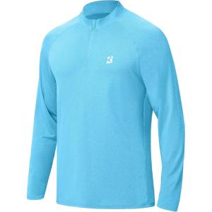 imageRoadbox Quarter Zip Pullover Men Sun Shirts Running Workout Long Sleeve UV Shirt UPF 50 Quick Dry Athletic Rash GuardSky Blue