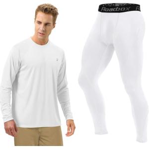 imageRoadbox Size M Mens Sun Protection Long Sleeve Shirts ampamp Mens Compression Pants Tights Leggings