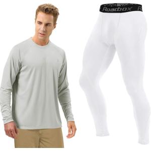 imageRoadbox Size XL Mens Sun Protection Long Sleeve Shirts ampamp Mens Compression Pants Tights Leggings