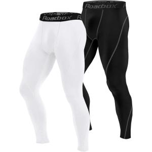 imageRoadbox Size XXL 2 Pack Mens Compression Pants Workout Warm Dry Cool Sports Leggings Tights Baselayer