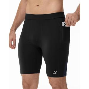 imageRoadbox Workout Compression Shorts for Men  8quot Running Spandex Shorts with Pockets Gym Sport Athletic Performance UnderwearBlack