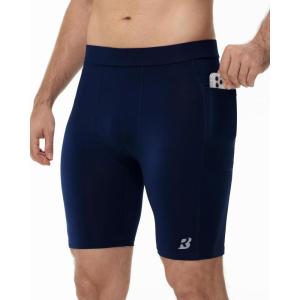 imageRoadbox Workout Compression Shorts for Men  8quot Running Spandex Shorts with Pockets Gym Sport Athletic Performance UnderwearNavy Blue