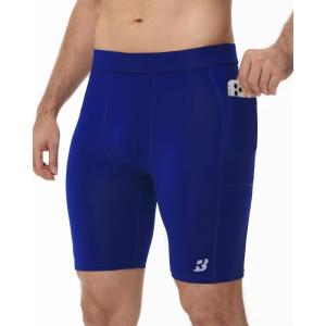 imageRoadbox Workout Compression Shorts for Men  8quot Running Spandex Shorts with Pockets Gym Sport Athletic Performance UnderwearRoyal Blue