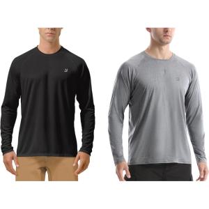 imageSizeXL 2 Pack UPF 50 UV Sun Protection Shirts Outdoor Long Sleeve SPF Diving Rash Guard for Fishing Hiking Swimming