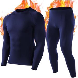 imageThermal Underwear for Men Fleece Lined Long Johns Base Layer Ski Thermals Top and Bottom Set for Extreme Cold Weather WinterBlue