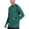 imageRoadbox UPF 50 Mens Long Sleeve Fishing Shirts Sun Protection Athletic Hoodies with Pocket Outdoor Running Rash GuardHeathered Green