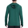 imageRoadbox UPF 50 Mens Long Sleeve Fishing Shirts Sun Protection Athletic Hoodies with Pocket Outdoor Running Rash GuardHeathered Green