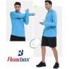 imageRoadbox UPF 50 Mens Long Sleeve Fishing Shirts Sun Protection Athletic Hoodies with Pocket Outdoor Running Rash GuardLight Heather Blue
