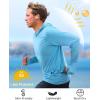 imageRoadbox UPF 50 Mens Long Sleeve Fishing Shirts Sun Protection Athletic Hoodies with Pocket Outdoor Running Rash GuardLight Heather Blue