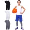 imageRoadbox Kids Long Leg Sleeve 3 Pairs NonSlip Protection Knee Compression Leg Sleeves for Youth Boy Girl Basketball FootballBlackwhitesilver Gray