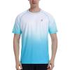 imageRoadbox Mens Swim Shirts Short Sleeve UPF 50 UV Sun Protection SPF Rash Guard Quick Dry Surf Water Beach Fishing T ShirtBlue White Gradient