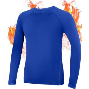 imageRoadbox Boys Compression Thermal Shirt  12 Pack Youth Long Sleeve Fleece Base Layer Undershirts Football BaseballRoyal Blue