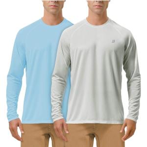 imageSize M Mens 2 Pack UPF 50 Fishing Shirts Long Sleeve UV Sun Protection Tops