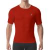 imageRoadbox Compression Shirt Men Short Sleeve Cool Dry Base Layer Athletic Undershirts Workout TShirt for Sports Gym RunningRed