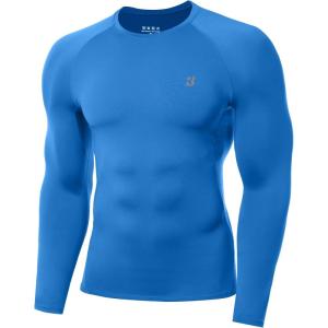 imageRoadbox Mens Compression Shirt Cool Dry Long Sleeve Workout Shirts Running Athletic Football Gym Base Layer Tops UPF 50Royal Blue