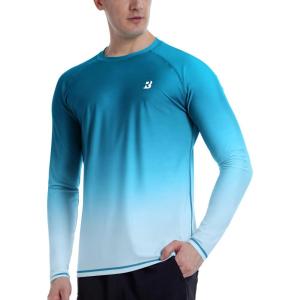 imageRoadbox Mens UPF 50 Swim Shirts Long Sleeve UV Sun Protection Rash Guard Quick Dry SPF TShirt for Beach Surfing FishingBlue Gray Gradient