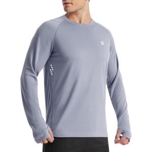 imageRoadbox Mens UPF 50 Long Sleeve Swim Rash Guard UV Sun Protection SPF Shirts for Outdoor Fishing Hiking Running Silver Gray