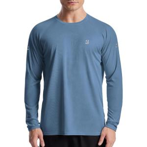 imageRoadbox Mens UPF 50 Swim Rash Guard Long Sleeve UV Sun Protection SPF Water Shirts Quick Dry for Outdoor Fishing HikingDusty Blue