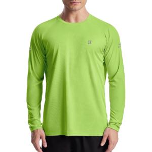 imageRoadbox Mens UPF 50 Swim Rash Guard Long Sleeve UV Sun Protection SPF Water Shirts Quick Dry for Outdoor Fishing HikingSpring Green