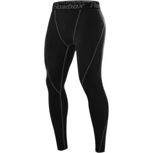 imageRoadbox Mens Compression Pants Running Tights Performance Sports Workout Leggings Athletic Base Layer for Gym BasketballBlack